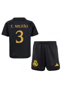 Real Madrid Eder Militao #3 Jalkapallovaatteet Lasten Kolmas peliasu 2023-24 Lyhythihainen (+ Lyhyet housut)